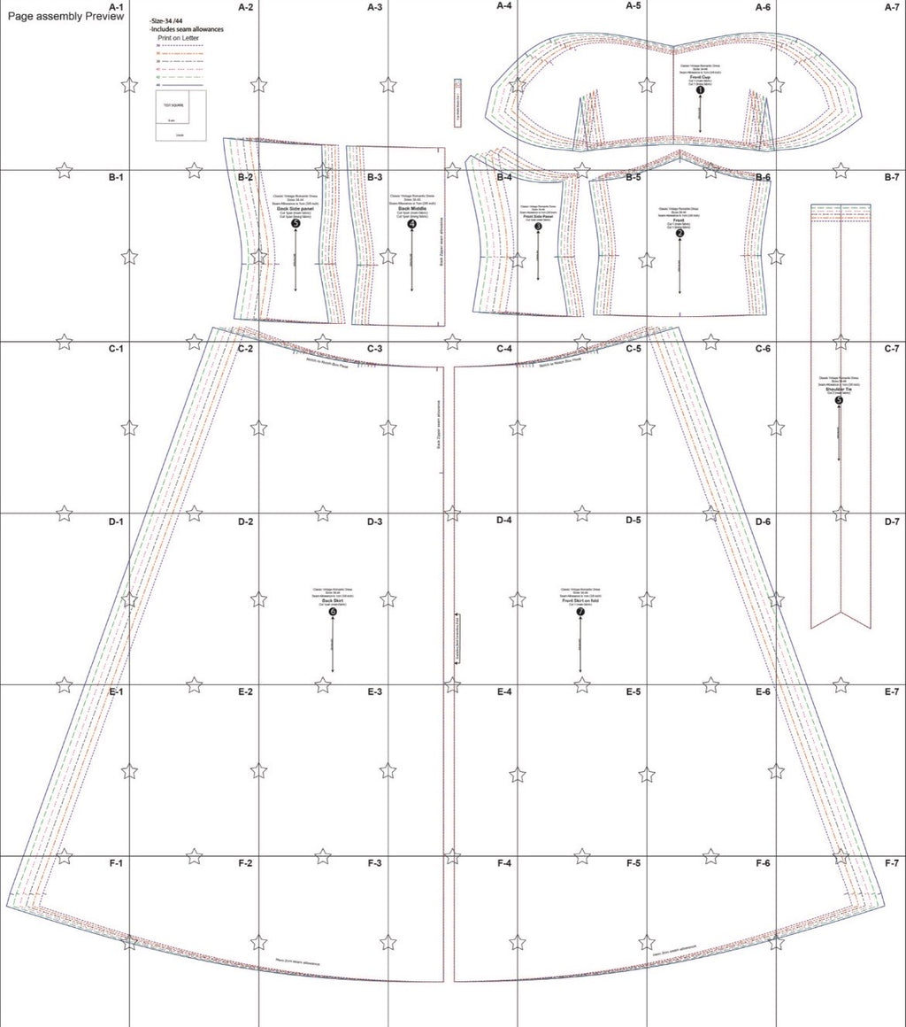 Classic Vintage Romantic Dress Pattern