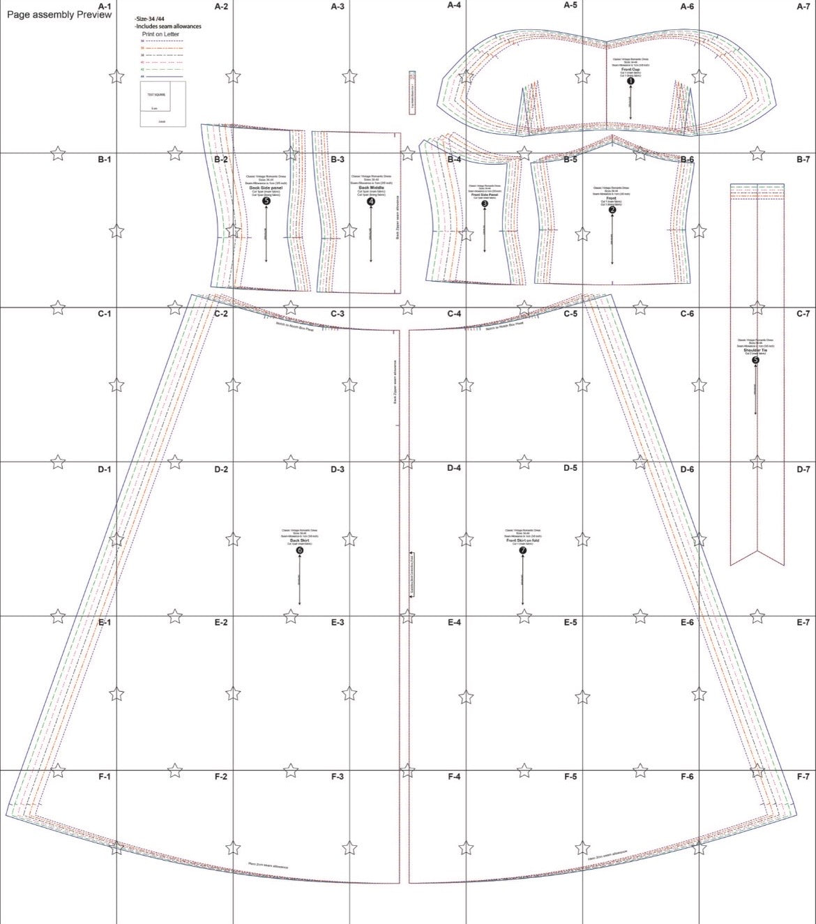 Classic Vintage Romantic Dress Pattern
