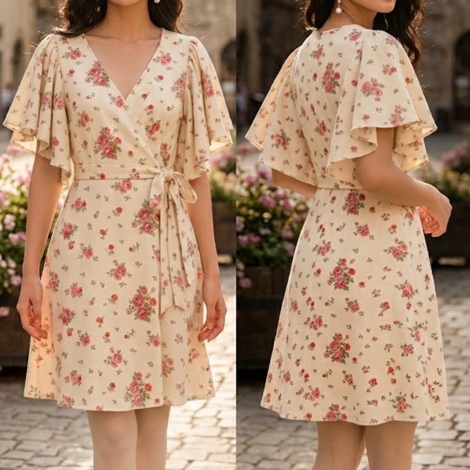 Flutter Sleeves Dress Pattern