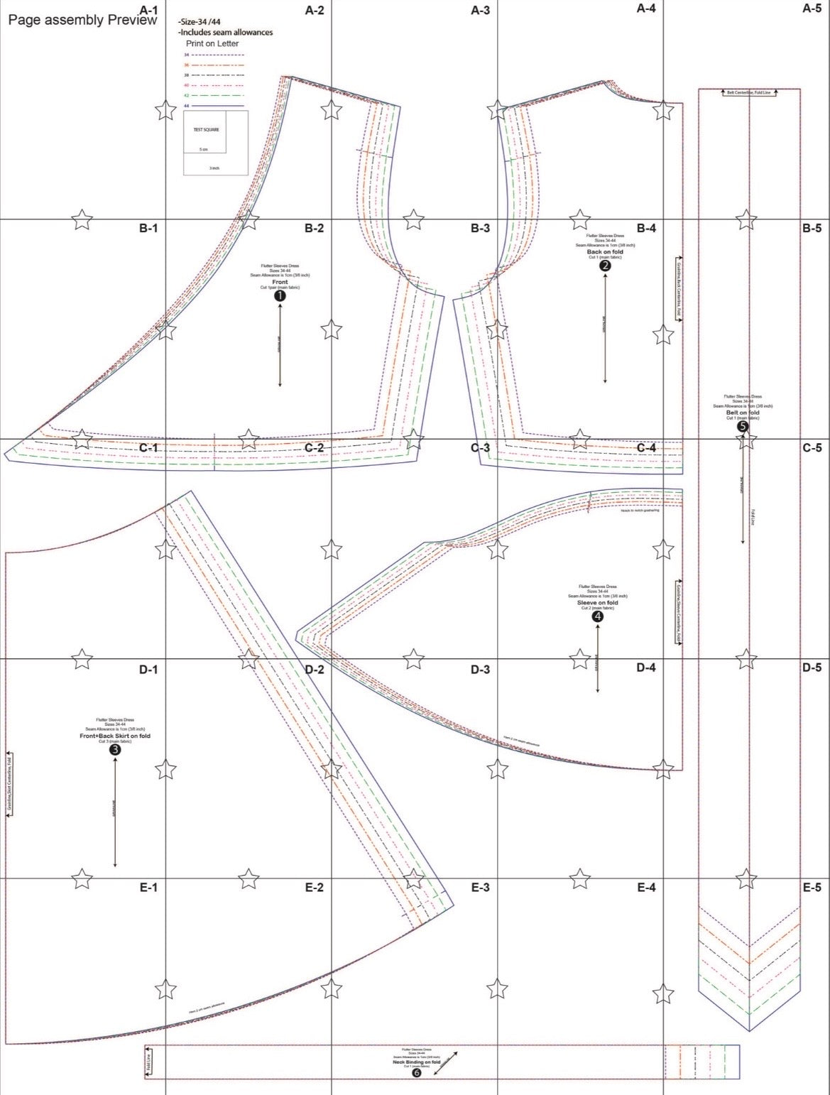 Flutter Sleeves Dress Pattern